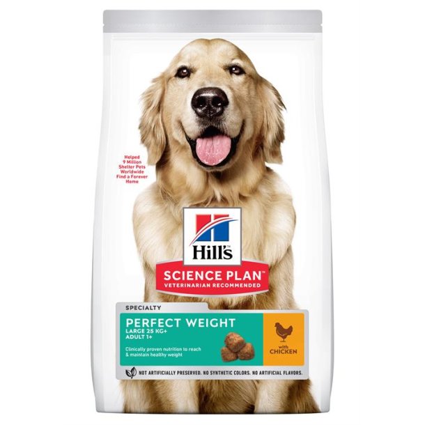 Hill's Science Plan Hundefoder Voksen Perfect Weight store racer m. kylling 12 kg.